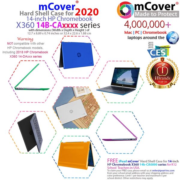 mCover Hard Shell Case for 2020 14" HP Chromebook X360 14b-CAxxxx Series laptops (Not compatible with HP Chromebook 14C-CAxxxx Series)