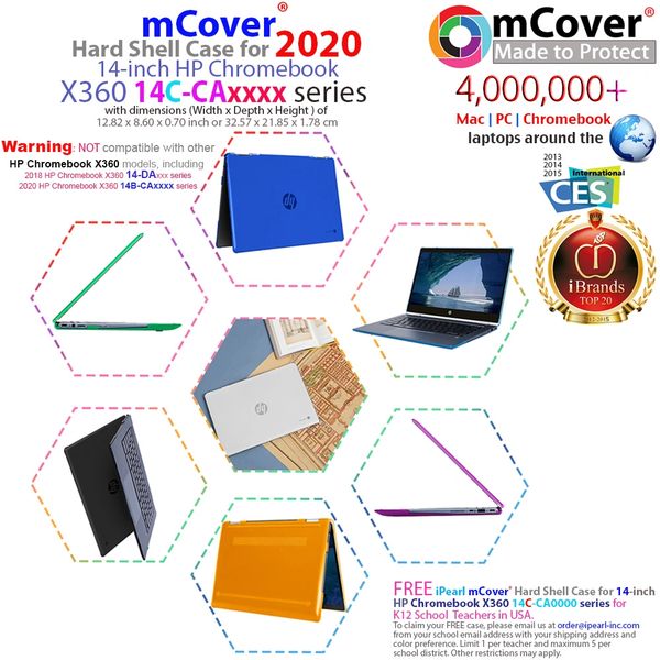 mCover Hard Shell Case for late-2020 14" HP Chromebook X360 14C-caxxxx Series laptops (Not compatible with HP Chromebook 14B-CAxxxx Series)