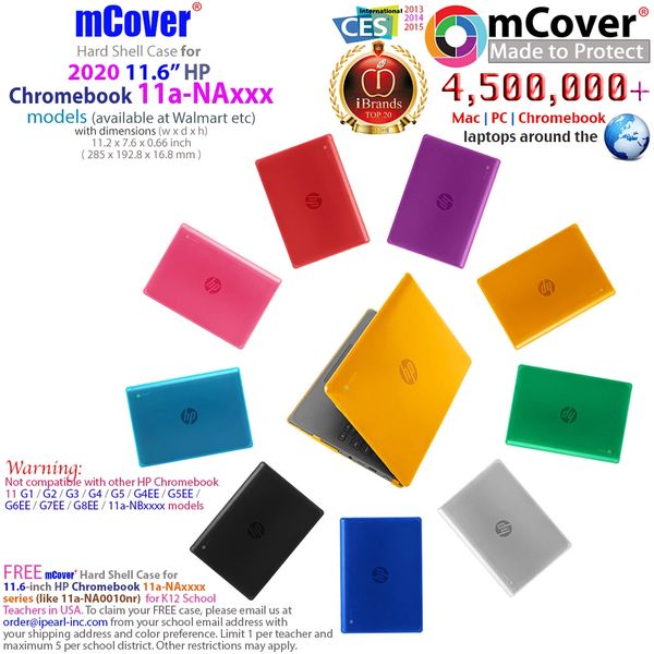 mCover Hard Shell Case for 11.6" HP Chromebook 11 11a-NAxxxx Size 28.5 x 19.28 x 1.68 cm