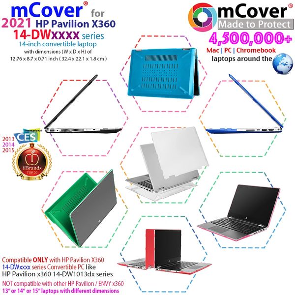 mCover Hard Shell Case for 14" HP Pavilion X360 14-DWxxxx Series laptops (Not compatible with ANY other HP 14") Size 32.4 x 22.1 x 1.8 cm ( Not for HP Pavilion 14-DQ/14-DV/14-CD/14-DH series)