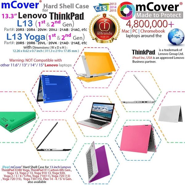 mCover Hard Shell Case for 2020/2021 13.3'' Lenovo ThinkPad L13 / L13 Yoga Gen 1 / Gen 2 Laptop Computer