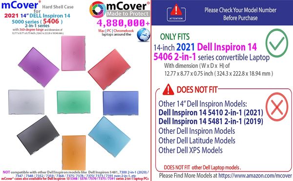 mCover Hard Shell Case Compatible with 2021 14-inch Dell Inspiron 14 5406 2-in-1 (NOT Fitting Other Dell Models )