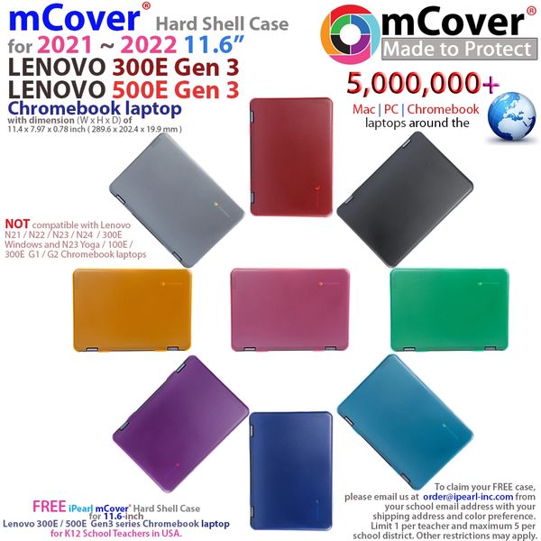 mCover Hard Shell Case for 11.6" Lenovo 300E/500E 2-in-1 Chromebook Laptop (NOT Fitting other Chromebook)