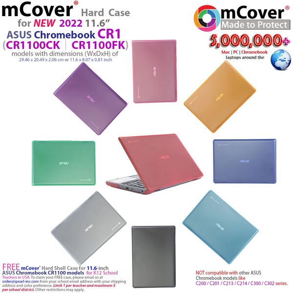 mCover Case Compatible for 2022~2023 11.6" ASUS Chromebook CR1 ( CR1100CA or CR1100FA ) Series Laptop Computers ONLY (NOT Fitting Any Other ASUS Models )