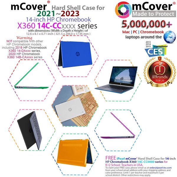 mCover Hard Case Only Compatible for 2021 ~ 2023 14" HP Chromebook x360 14C-CC0000 Series Laptop Computers ( NOT Fitting Any Other HP Chromebook & Windows laptops )
