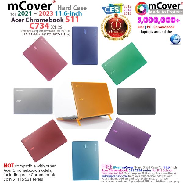 mCover Hard Case Only Compatible for 2021 ~ 2023 11.6" Acer Chromebook 511 C734 Series Traditional Clamshell Laptop Computers ( NOT Compatible with Any Other Acer Models )