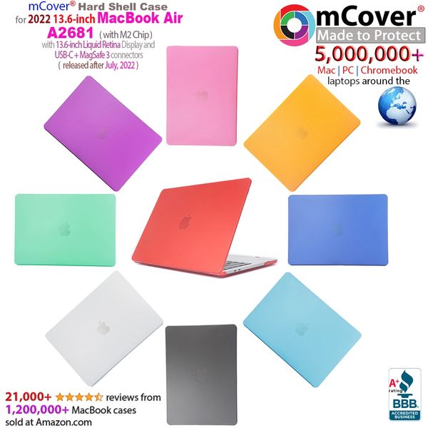 mCover Case Compatible Only with 2022 or Later 13.6” MacBook Air Laptop Computer ( Model A2681, with M2 Chip, 13.6" Liquid Retina Display, USB-C + MagSafe3 connectors )