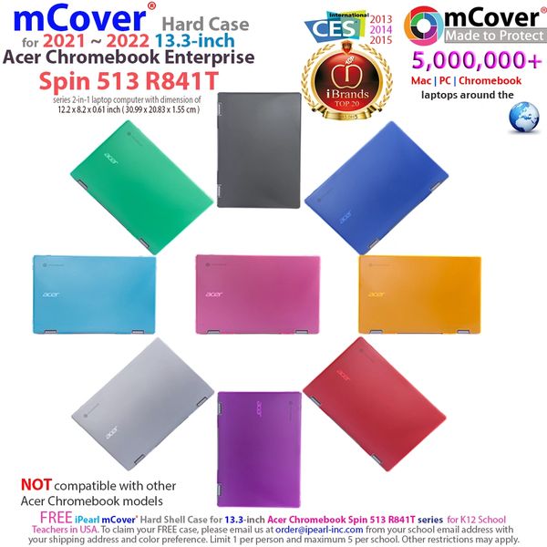 mCover Case Compatible for 2021~2022 13.3" Acer Chromebook Enterprise Spin 513 R841T Series Convertible Notebook Computer ONLY (NOT Fitting Other Acer Models)
