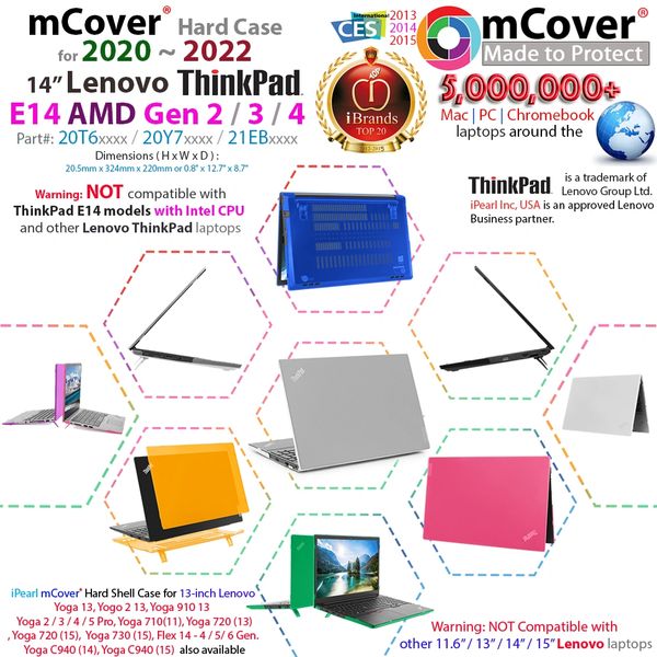 mCover Case Compatible for 2020~2022 14" Lenovo ThinkPad E14 Gen 2/3 / 4 (with AMD CPU) Series Windows Computer ONLY (NOT Fitting Any Other Lenovo Models)