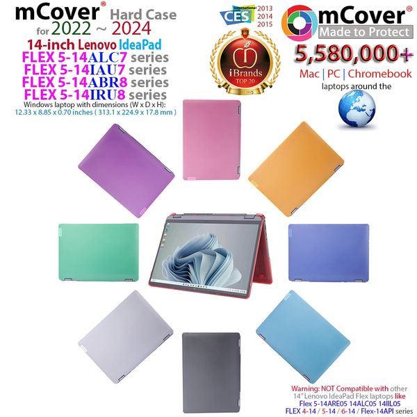 mCover Hard Case Compatible ONLY for 2022-2024 14" Lenovo IdeaPad Flex 5 14ALC7 / 14IAU7 Series Convertible Laptop Computers (NOT Fitting Any Other Lenovo Models)