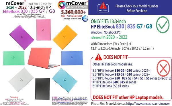 mCover Case Compatible ONLY for 2020~2022 13.3" HP EliteBook 830 G7 / G8 (Intel CPU) | EliteBook 835 G7 / G8 (AMD CPU) Series Windows Laptop (NOT Fitting Any Other HP Models)