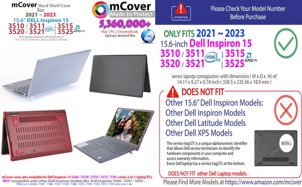 mCover Hard Shell Case Compatible ONLY with 15.6-inch Dell Inspiron15 3510 3511 3515 3520 3521 3525 Series Laptop Computers ( NOT Fitting 3510 Latitude and other models )