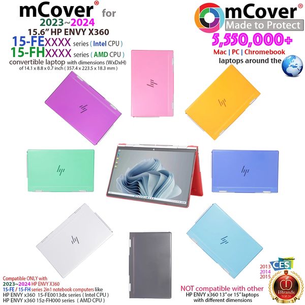 mCover Case ONLY Compatible for 2023~2024 15.6" HP Envy x360 15-FE0000 (Intel CPU) / 15-FH0000 (AMD CPU) Series Laptop (NOT Fitting Any Other HP Models)