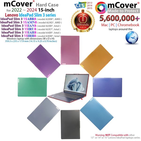 mCover Case Compatible ONLY for 2022-2024 15" Lenovo IdeaPad Slim 3 ｜ 3i 15ABR8 / 15AMN8 / 15IAH8 / 15IAN8 / 15IRH8 / 15IRU8 Windows Computers (NOT Fitting Any Other Lenovo Models)