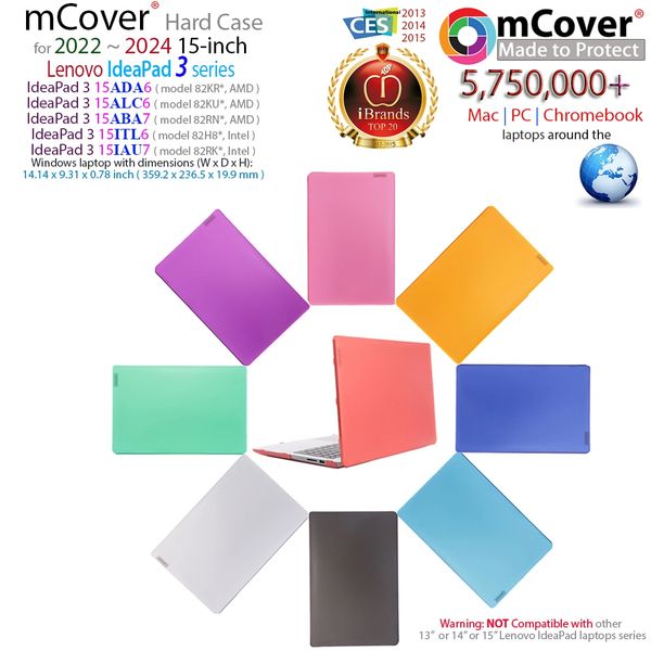 mCover Case Compatible ONLY for 2022-2024 15" Lenovo IdeaPad 3 (15ADA6 / 15ALC6 / 15ABA7 / 15ITL6 / 15IAU7) Series Windows Laptop Computers (NOT Fitting Any Other Models)