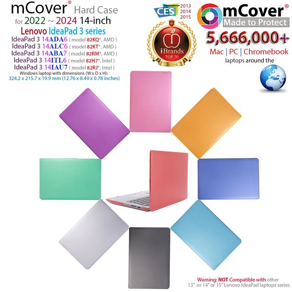 mCover Case Compatible ONLY with 14" Lenovo IdeaPad 3 | 3i Series (14ADA6 / 14ALC6 / 14ABA7 / 14ITL6 / 14IAU7) Windows Laptops (NOT Fitting Any Other Models)