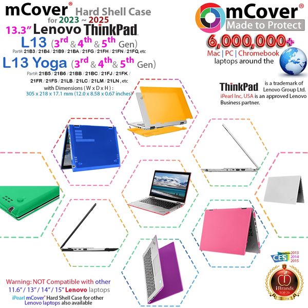 mCover Case Compatible ONLY for 13.3" Lenovo ThinkPad L13 / L13 Yoga Gen 3 / Gen 4 / G5 Windows Notebook Computers (NOT Fitting Any Other Lenovo Models)