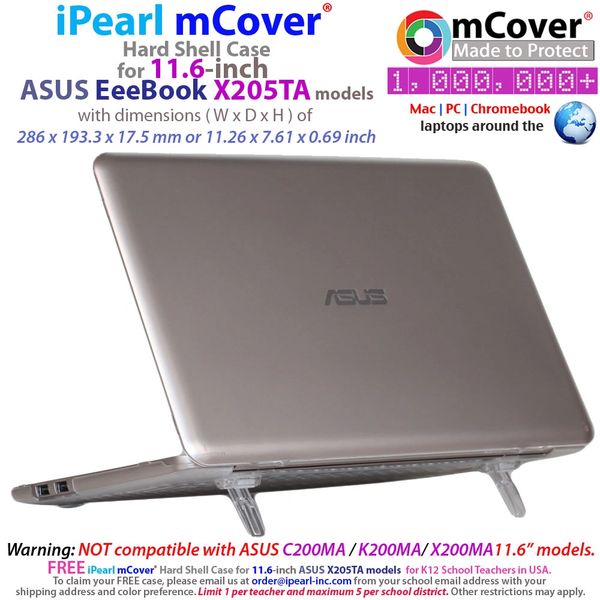 mCover Hard Shell Case for 11.6-inch ASUS EeeBook X205TA / Vivobook E200HA series Laptop