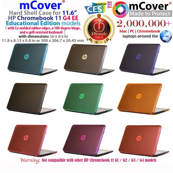 mCover Hard Shell Case for 11.6" HP Chromebook 11 G4 / G5 EE ( Educational Edition series, with Co-molded rubber edges, a 180-degree hinge, and a spill-resistant keyboard )