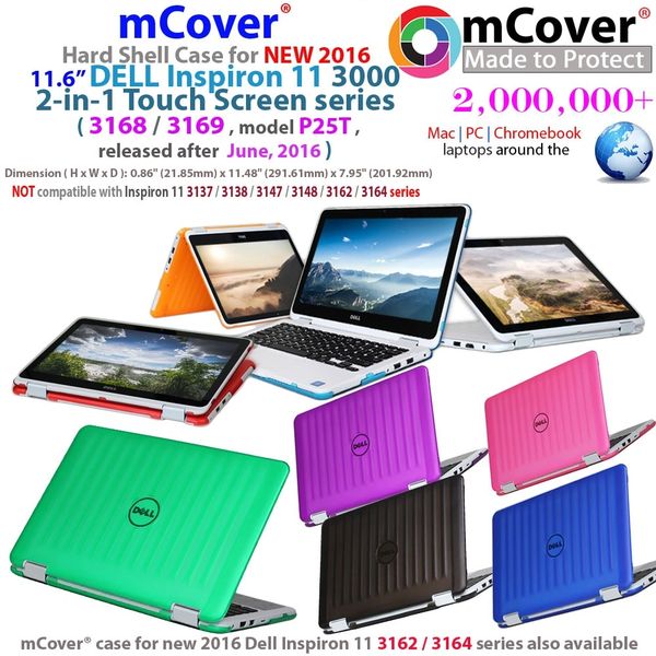 mCover Hard Shell Case for NEW 2016 11.6" Dell Inspiron 11 3168 / 3169 / P25T 2-in-1 Convertible Laptop