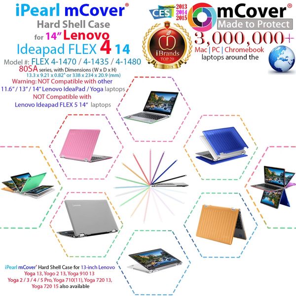 mCover Hard Case for 14" Yoga 510 (**NOT compatible with newer 14-inch FLEX 5-1470 / Yoga 520/530 series **) laptop computers