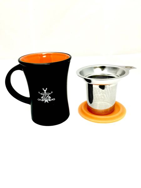 Ceramic Mug with stainless infuser and silicone lid