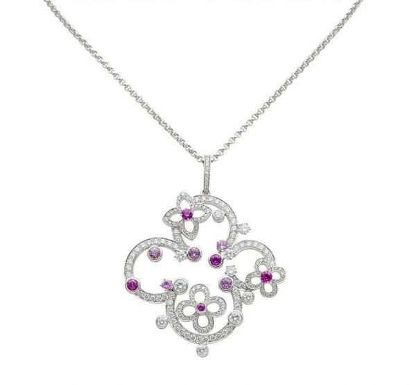 Louis Vuitton Diamond and Sapphire 18K White Gold Necklace