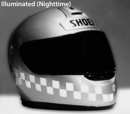 RK 22 Checkered Flag Helmet Reflective Kit Fits Full face flip up and open face 3 4 helmets. Use in pre cut checkered flag strips or customize