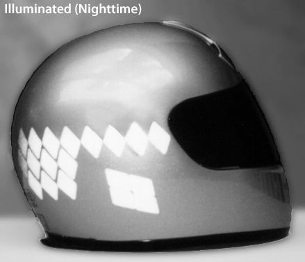 Reflective tape for motorcycle clearance helmets