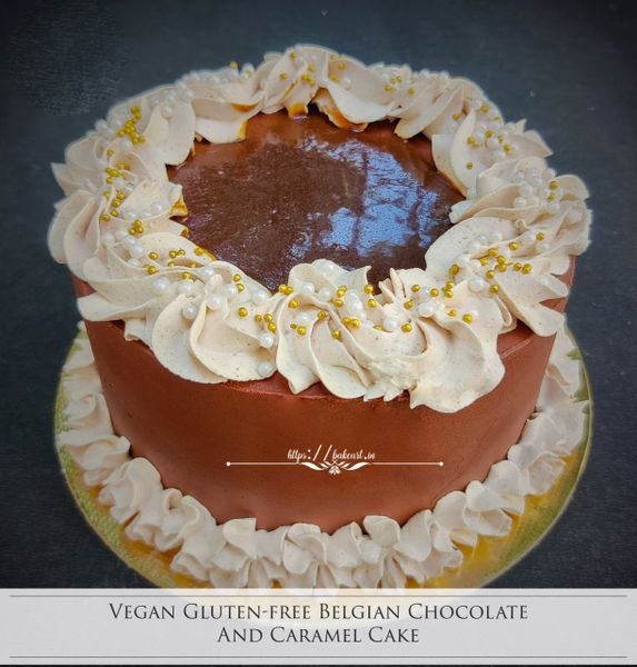 Gluten-free Belgian chocolate and caramel cake - 1 kg. | Vegan and