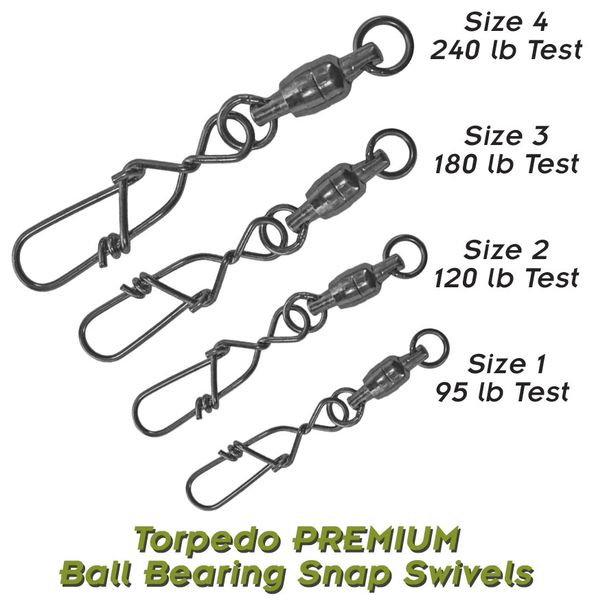 Torpedo PREMIUM Ball Bearing Snap Swivels 10 Pack