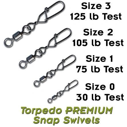 Torpedo Snap Swivels Size 1 30lb 20-Pack 