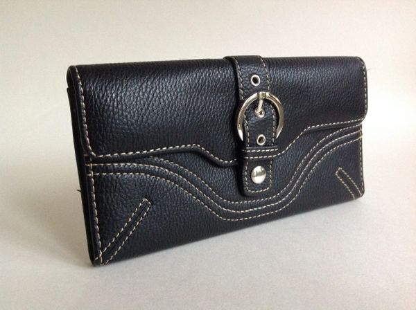 Lorenz Black Textured Leather Coin Purse Wallet and Address and