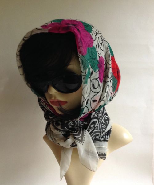 Buy Vintage 80s Retro Oversized Square Head Scarf Paris Souvenir