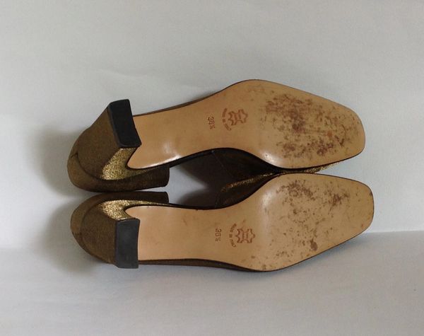 Jane Shilton Vintage 1980s Dark Gold Larmé Fabric Dorsay Court Shoe 2.5 ...