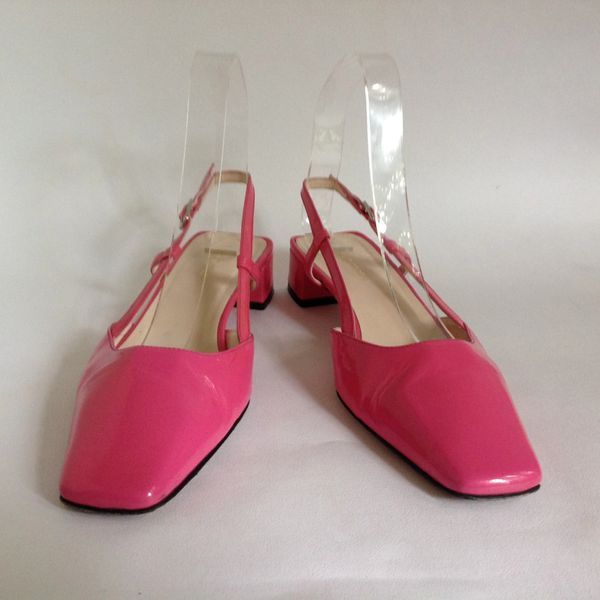 Hobbs Hot Pink Patent Leather Slingback 1.5&quot; Block Heel