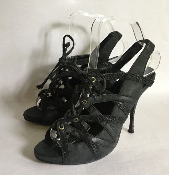 ALDO Charcoal Suede Strappy Hidden Platform Stiletto Heel Sandal Shoe ...