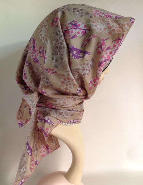 Purple Feathers – Marbled Silk Scarf