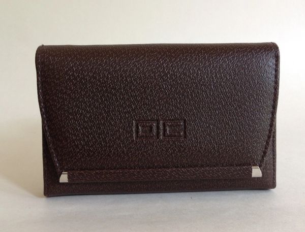 Vintage 1960s Brown Textured Leather Coin Purse Wallet With Black Leather Lining