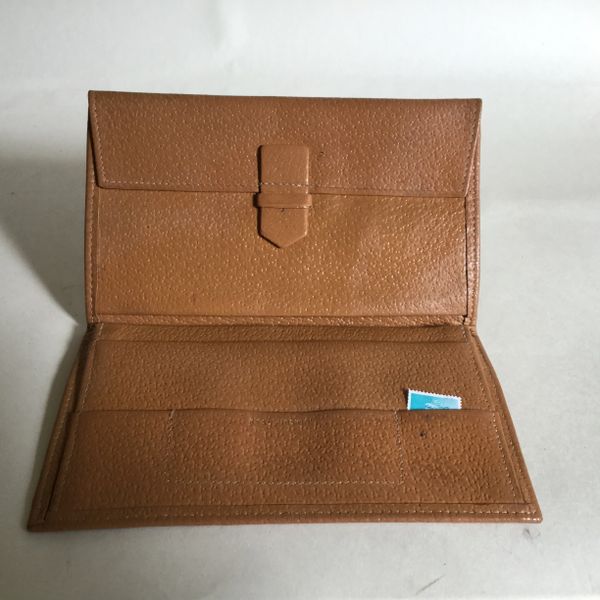 Vintage 1950s Gentleman's pig Skin Leather Note & Stamp Wallet In Tan ...