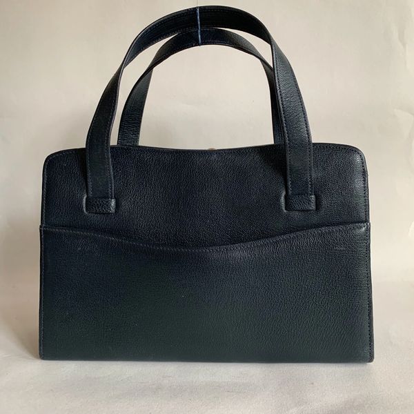 Gresham Vintage 1950s Blue Textured Faux Leather Handbag With Grey Moir ...