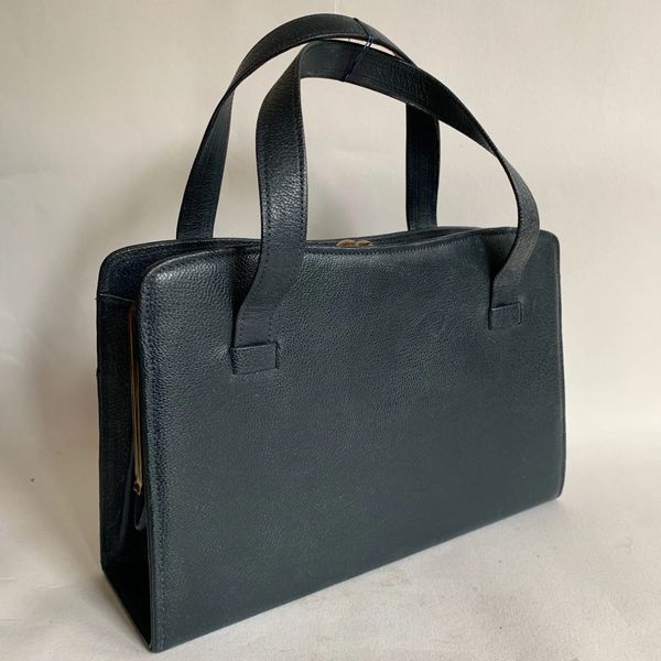 Gresham Vintage 1950s Blue Textured Faux Leather Handbag With Grey ...