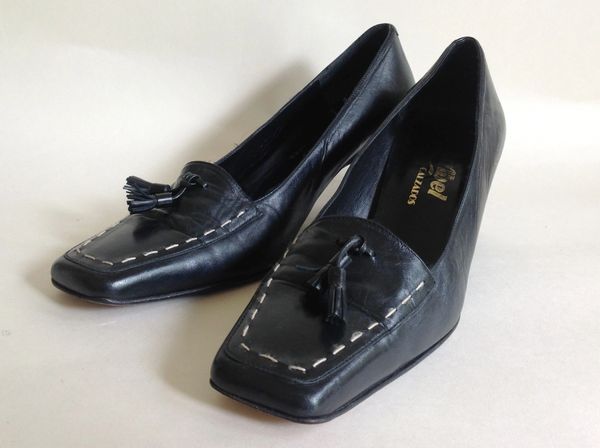 Maribel Calzados Black Leather Mid Heel Business Loafer Court Shoe UK 5 ...