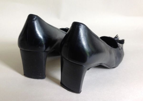 Maribel Calzados Black Leather Mid Heel Business Loafer Court Shoe UK 5 ...