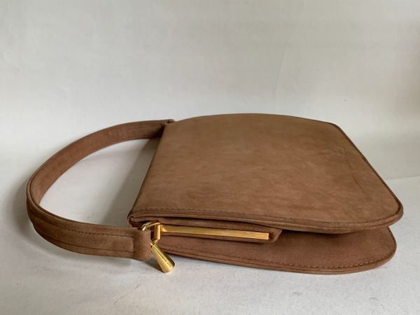 Vintage 1960s Light Brown Suede Handbag With Buff Suede lining ...
