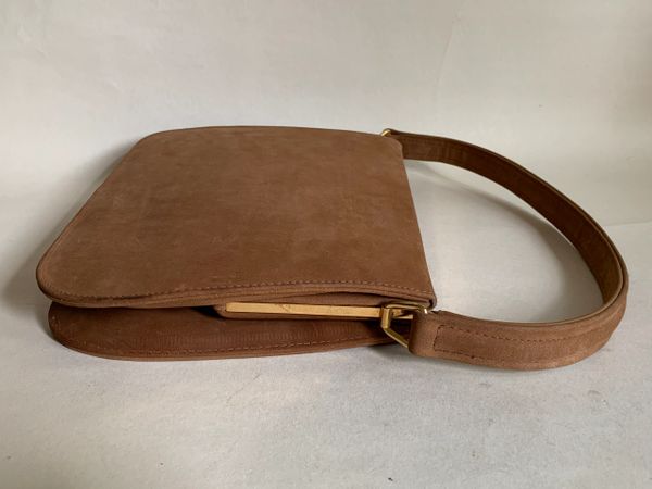 Vintage 1960s Light Brown Suede Handbag With Buff Suede lining ...