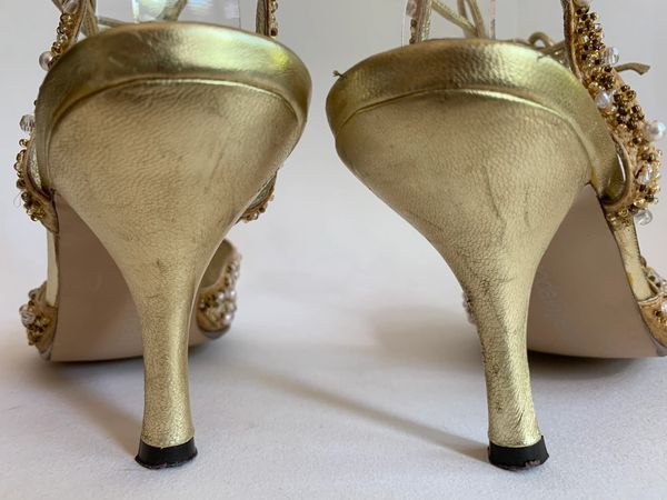 5 inch hot sale gold heels