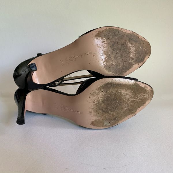 Hobbs Black Suede And Leather Open Toe Slingback 3.5