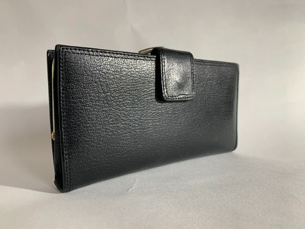 Black Textured Leather 1950s Vintage Coin Purse Wallet With Leather ...