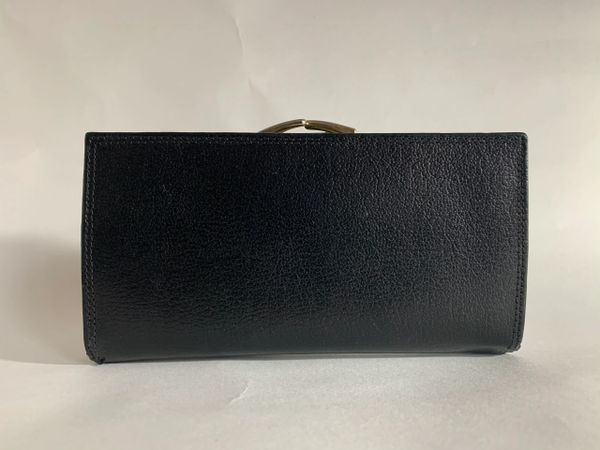 Black Textured Leather 1950s Vintage Coin Purse Wallet With Leather ...
